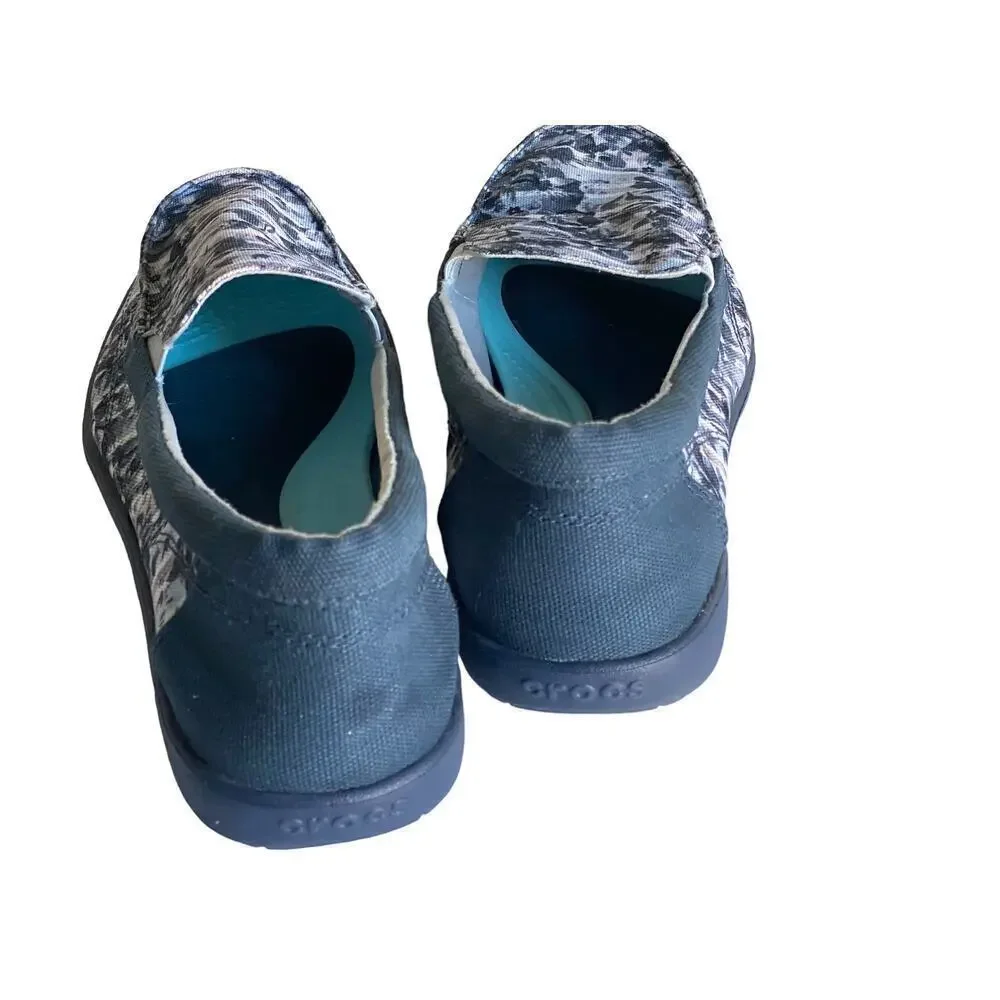 Crocs Slip Ons Floral Womens White Pink Blue US 11 Casual Comfy Walking Shoes